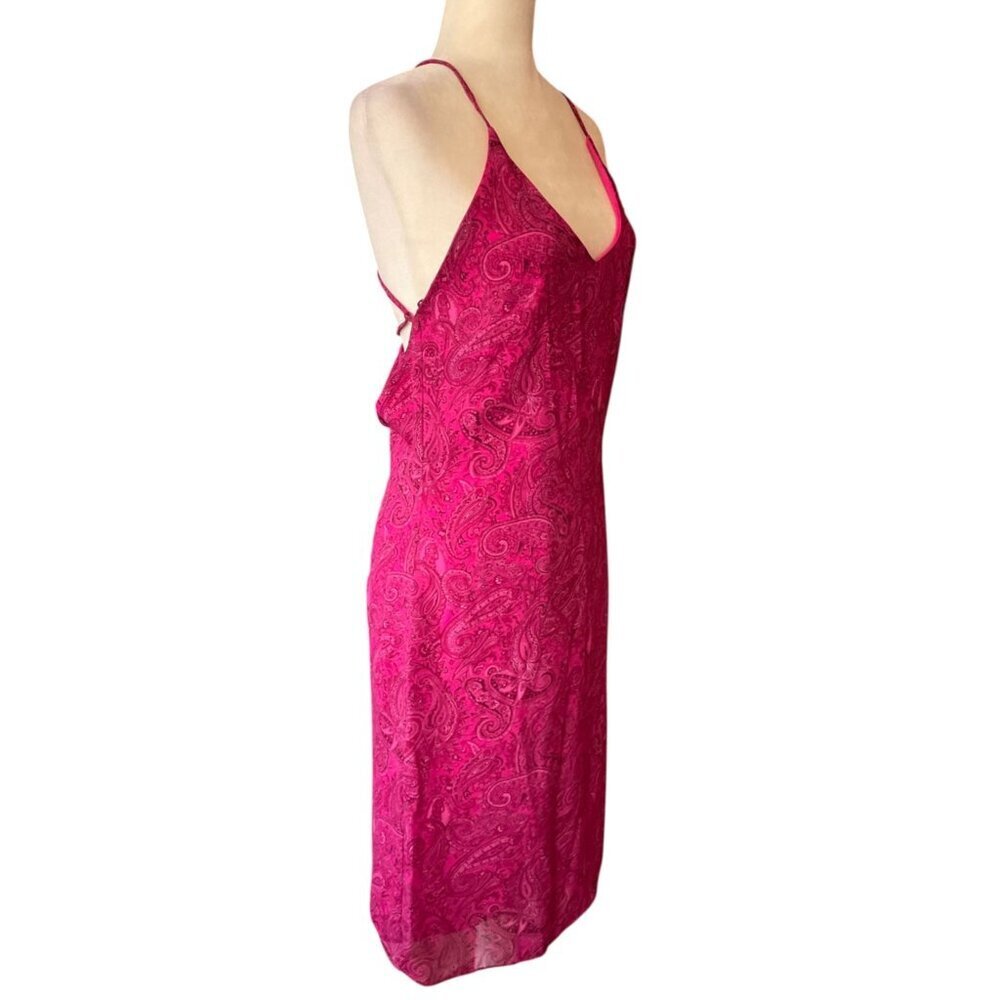 90s Vintage Pink Paisley Spaghetti Strap Dress Sz 8 Whimsigoth Fairy Wierdo Y2K - Picture 2 of 16
